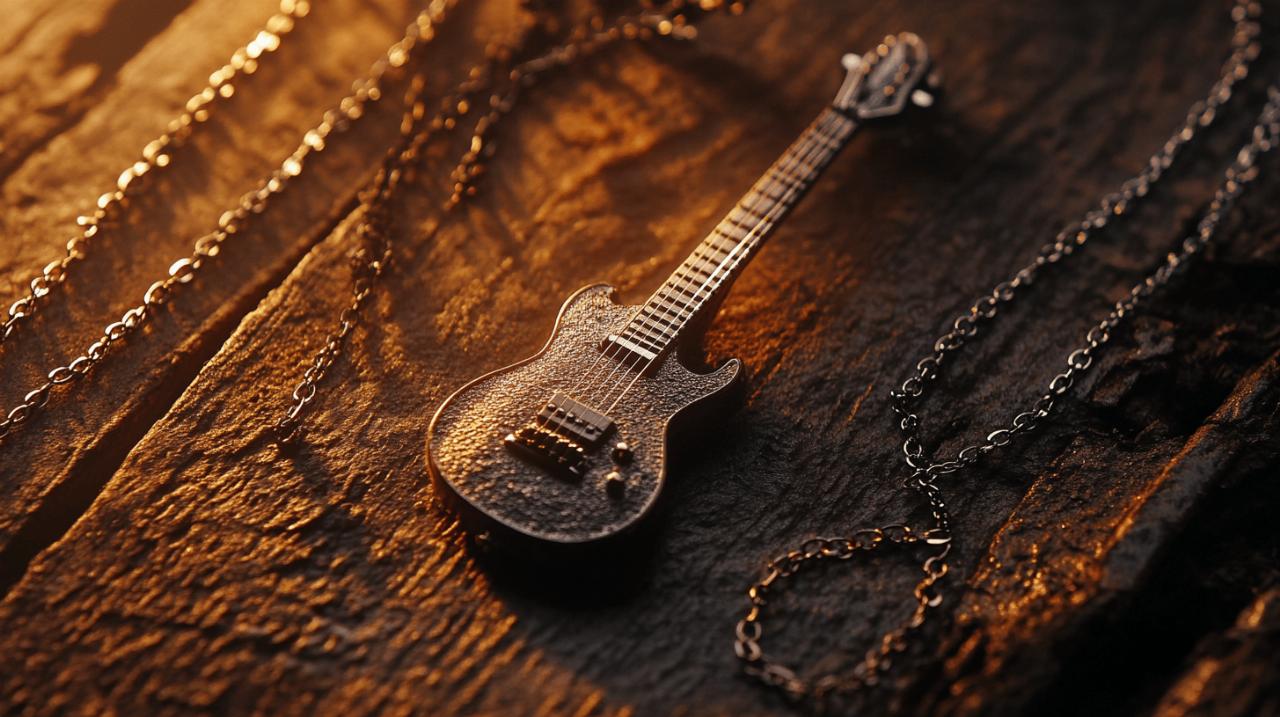Petit pendentif guitare tout fin : 7 tailles de chaines pour sublimer votre decollete